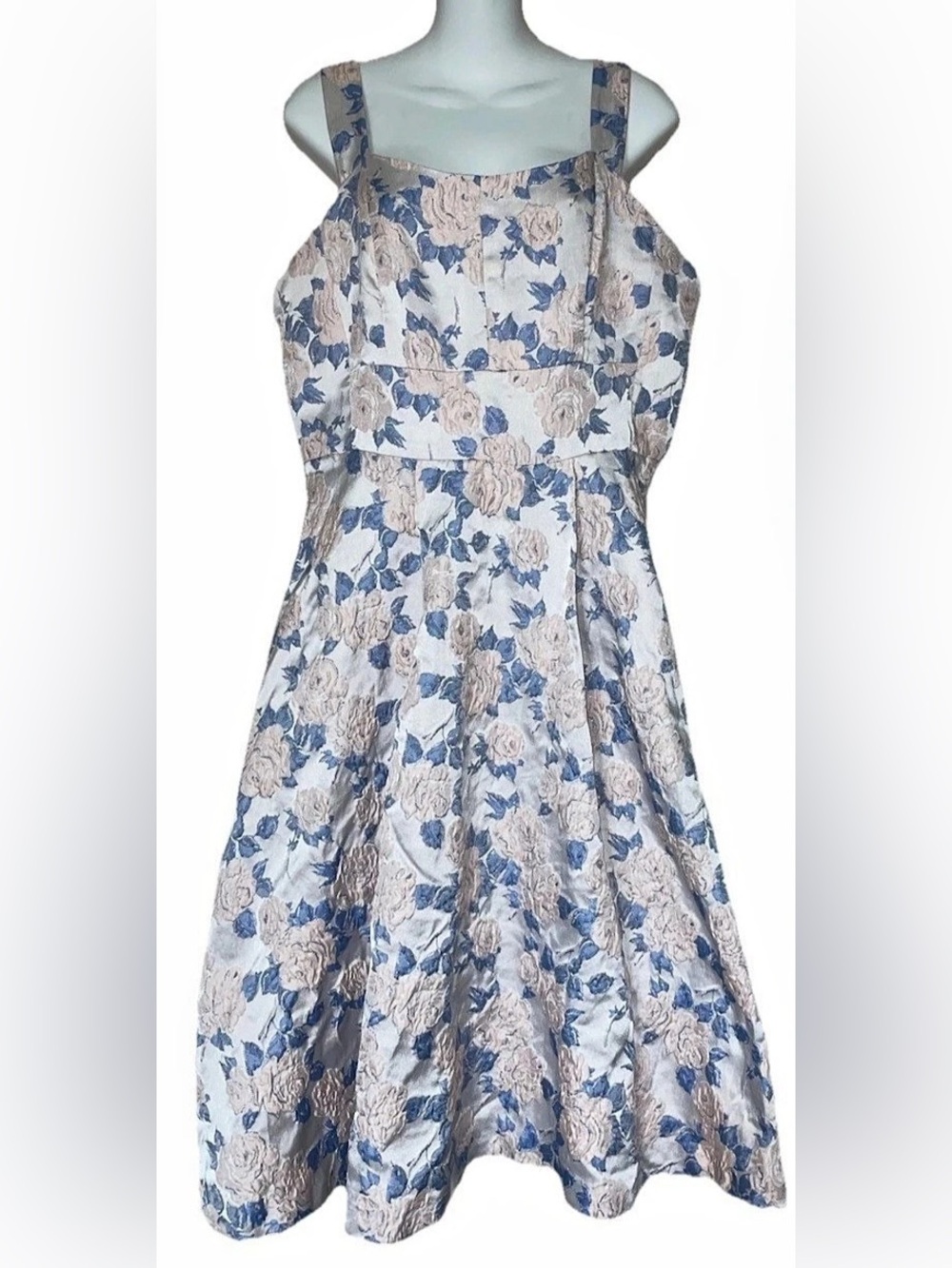 Nanette Lepore Floral Midi Dress in Blue & Pink Size 14 Like New Party Wedding